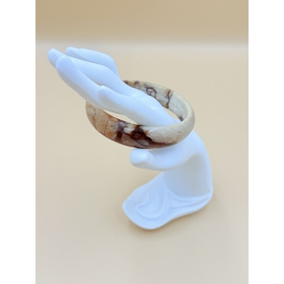 Apple Jasper Stone Brangle Bracelet - Marbled Earth Tones - 2.5” Inner Diameter - Picture 1 of 3